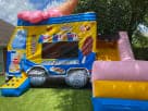Ice cream themed bounce house combo with slide available for rental in Houston, perfect for Conroe birthday parties.