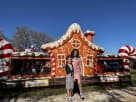 Gingerbread Wonder Playland bounce house rental in Dallas with candy cane details and slide, ideal for Frisco holiday parties.