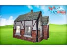 Tudor-style inflatable Pub party house rental in Houston with charming brick exterior, perfect for college events and adult
