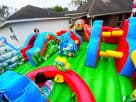 Perfect for toddler parties in Dallas, this colorful Animal Kingdom bounce house rental features obstacle course elements