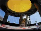 UFO Spaceship bounce house rental in Austin with slide — ideal for Pflugerville parties, holds up to 6 kids.
