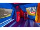 Perfect for Houston parties, this Superman 6-in-1 combo bounce house rental features wet or dry slide capability with bold red