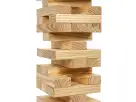 Jumbo Stacking Blocks rental in Houston with wooden pine tower—ideal for indoor or outdoor events in Spring.