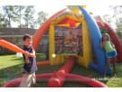 Red, yellow, and blue junior sports game baseball inflatable rental in Dallas, ideal for McKinney birthday parties and events.