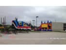 Justice League Obstacle rental in Austin with dual slides and rock wall, ideal for Pflugerville parties.