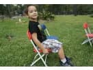Perfect for Cypress kids' parties, this toddler folding chair rental in Houston features a sturdy metal frame with colorful red