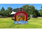 Perfect for Austin birthday parties, this pirate-themed bounce house rental holds 6 to 8 kids in a classic circus-striped design