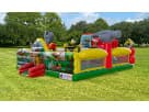 Construction-themed toddler obstacle course rental in Austin with climb, slide, and inflatable challenges—holds up to 8 kids