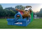 King Croc wet and dry slide rental in Houston with dual slide lanes, ideal for Conroe party rentals and backyard events.