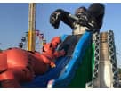 Perfect for Round Rock birthday parties, this King Kong and T-Rex combo obstacle course rental in Austin features a 43-foot dry