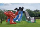 Perfect for Dallas kids' parties, this T-Rex double slide rental features a 43-foot dry slide ideal for ages 3 and up.