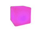 Cubo LED magenta con luz brillante en renta en Houston, ideal para decoración de fiestas en Spring.