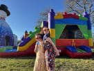 Lego Bricks bounce house rental in Austin with dual slides, ideal for Cedar Park parties and all ages.