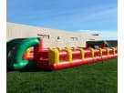 Human Foosball interactive game rental in Dallas with colorful inflatable sections, ideal for corporate and school events