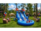 Perfect for toddler pool parties in Dallas, the Lil Kahuna under-the-sea water slide rental features dual slides with attached