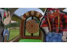 Perfect for Houston parties, this Lumberjack inflatable axe throw rental features dual lanes with foam axes for interactive