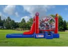 Marvel Avengers 3in1 bounce house with dual slides set up for a Dallas rental, ideal for Arlington birthday parties with wet