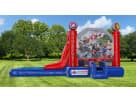 Perfect for Arlington birthday parties, this Captain America bounce house rental in Dallas features a 3in1 combo with dual slides