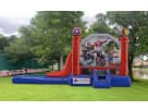 Marvel Avengers bounce house rental in Dallas with dual slides, ideal for Irving birthday parties.