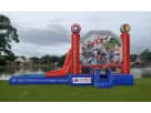 Perfect for Dallas birthday parties, this Marvel Avengers bounce house rental features a 3in1 combo with dual slides and water