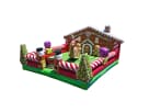 Gingerbread-themed bounce house rental in Houston with candy cane details, perfect for Pearland holiday events and all ages.