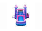 Mega castillo rosa con tobogán acuático disponible para renta en Austin — perfecto para eventos mojados en Round Rock.