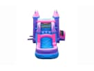Pink castle bounce house rental in Houston with dual water slide options—ideal for Cypress birthday parties.
