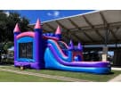 Pink bounce house combo with dual water slides available for rental in Houston—ideal for Katy birthday parties and events.