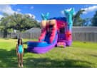 Mermaid bounce house combo with wet or dry water slide available for rental in Dallas, perfect for Mesquite birthday parties.