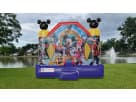 Mickey Mouse bounce house rental in Austin with dual ear towers, ideal for toddlers ages 2+ at backyard parties in Pflugerville.