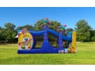 Renta de Minions Obstacle Course de 25ft en Houston, ideal para fiestas con obstáculos desafiantes y gráficos temáticos