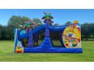Renta de 25ft Minions Obstacle Course en Houston — inflable con desafíos múltiples ideal para fiestas en Kingwood.