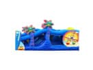 25ft Minions obstacle course rental in Austin with thrilling pop-ups and challenges, ideal for Georgetown birthday parties