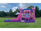 Minnie Mouse bounce house with dual slides in Austin — wet or dry rental option perfect for Kyle backyard parties.