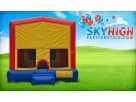 Perfect for Dallas birthday parties, this 13x13 red and yellow bounce house rental features blue bumpers ideal for toddlers