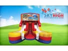 Tropical Hawaiian double water slide rental in Houston with wet or dry functionality, ideal for Cypress birthday parties.