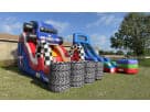 18ft Patriot Monster Truck water slide rental in Houston with dual slides, ideal for Pearland parties.