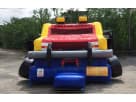 Monster truck bounce house rental in Houston with dual slide features, perfect for kids' parties in Pasadena.