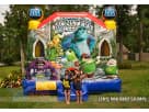 Blue and red Monsters Inc. bounce house rental in Austin brings character fun to Leander backyards.