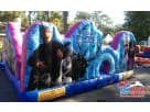 Frozen Toddler Town obstacle course rental in Austin with tunnel entrance and climbing features, perfect for ages 2-6 birthday