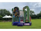Perfect for Dallas birthday parties, this Ninja Turtles 5in1 bounce house rental features dual climbing walls, ball pit, and wet