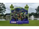 Perfect for Houston birthday parties, this 13x13 Ninja Turtles bounce house rental features vibrant green and purple design