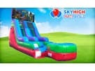 Perfect for Spring birthday parties, this Ninja Turtles wet/dry slide rental in Houston features a gentle single lane