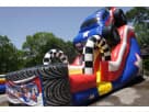 18ft Patriot Monster Truck water slide rental in Houston with dual slides—perfect for Pearland parties.