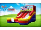 Peppa Pig wet and dry water slide rental in Dallas with dual racing lanes, ideal for Fort Worth birthday parties.