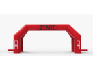 Arco inflable rojo con línea de salida para carreras, disponible en renta para eventos en Houston e ideal para fiestas