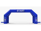 Arco inflable azul para carreras en renta en Austin, ideal para marcar salida y meta en fiestas de Round Rock.
