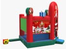 Merry Christmas Santa bounce house rental in Houston with basketball hoop, perfect for Spring holiday events.