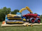 Perfect for Austin parties, this construction-themed obstacle course rental accommodates 4 kids with climbing elements, slide