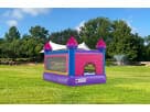Pink and purple castle bounce house rental in Dallas, perfect for toddler parties in Garland with indoor-outdoor versatility.
